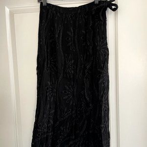 Maeve Eyelet Black Midi Skirt